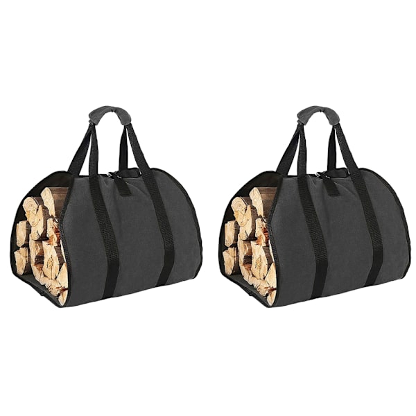 2-pack vedträdsväska, canvas eldstad vedväska, vattenavvisande