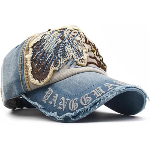 Blå-vintage baseballhatt Kepsar Distressed Sport Trucker Hat Sun V