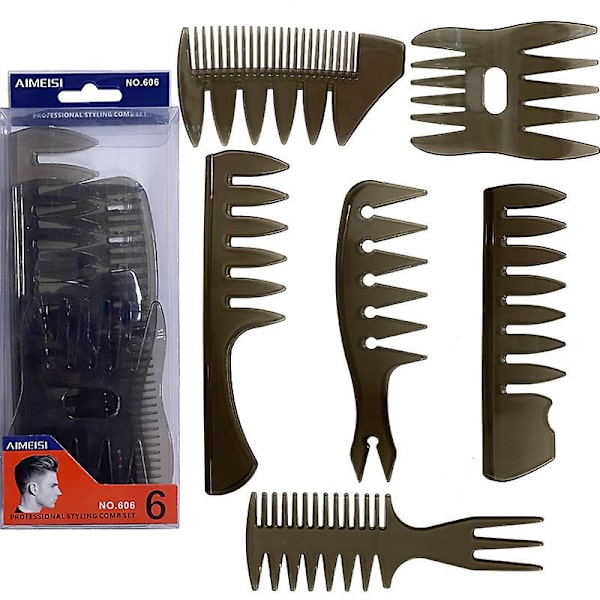 6-pack Quiff Stylingkammar för Män Professionell Frisör