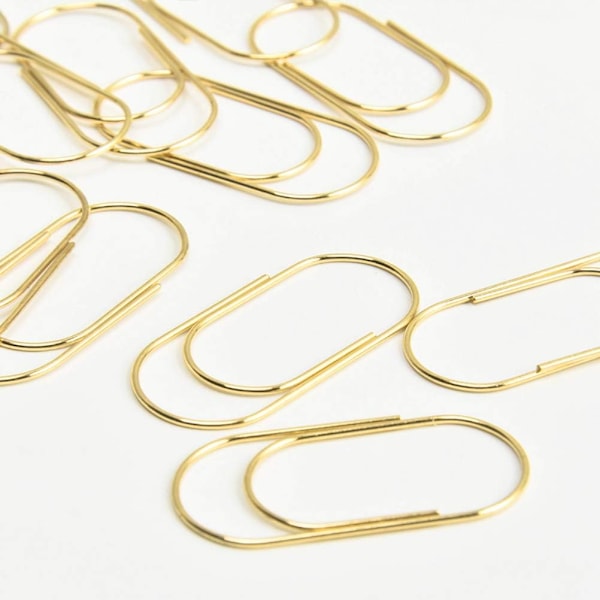 Guld Jumbo Store Papirclips 20 stk. Oversized Guld Papirclips 50 mm/2 tommer Skridsikker Glat Finish Ståltråd Kontorartikler Tilbehør