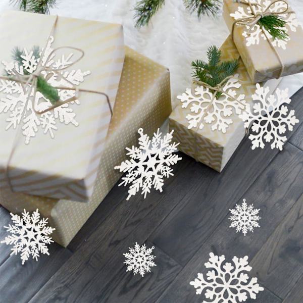 10×10×1cm 36 st Snöflingor - Julgransdekorationer, Snöflingor Ornament för Julgran, Plast Glitter Vita Snöflingor