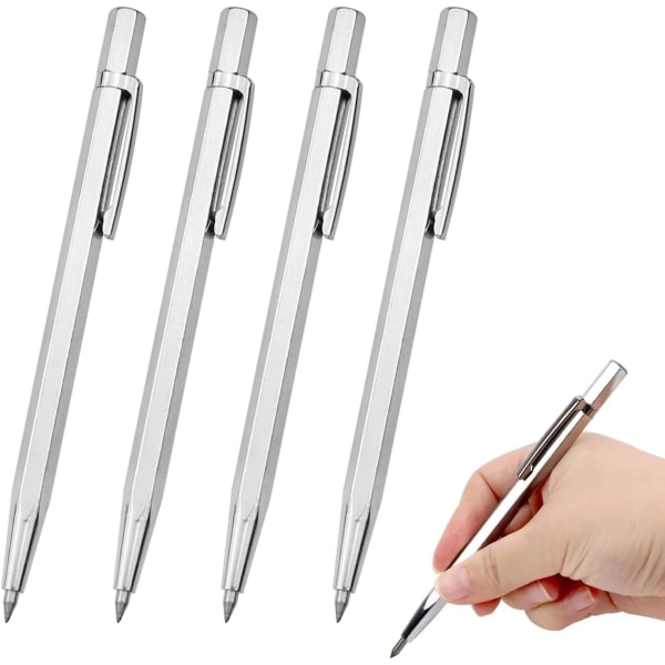 Tungsten Carbide Scriber Pen, 4 stykker Metal Scriber Tip, Gravering Scriber Tip med Sheet Metal Cli