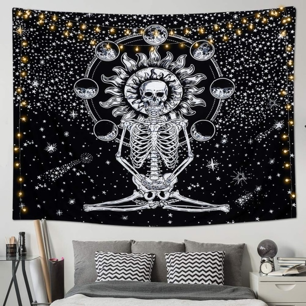 Crâne tapisserie méditation tapisserie crâne lune éclipse solaire