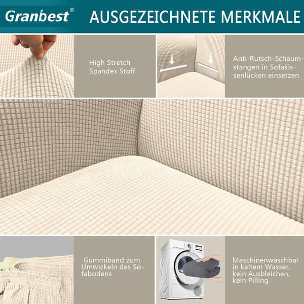 Beige firkantet moderne sofaovertrekk, Jacquard, elastisk, for stue R