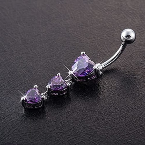 9x44mm Navle Ring med Hjerteformet Cubic Zirconia Vedhæng til Kvinder - Krops Piercing Smykker