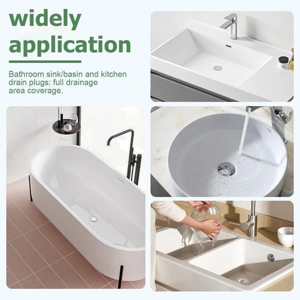 Stykke Universal Avløpsplugg for Vask, Baderomsvaskplugg 40mm, Justerbar Plugg i Hvit Forkrommet Messing, Badekarplugg, for Vask, Bidet, Baderom, K