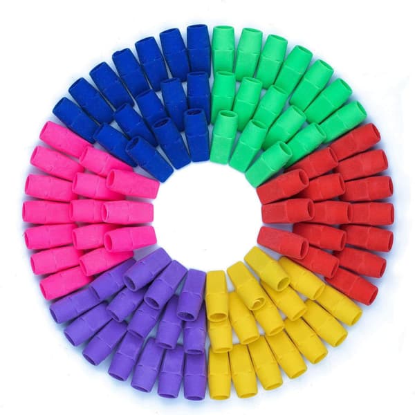 Pencil Top Erasers, Suddgummihattar, Barn, Hatttoppar, Toppsuddgummin 100-pack