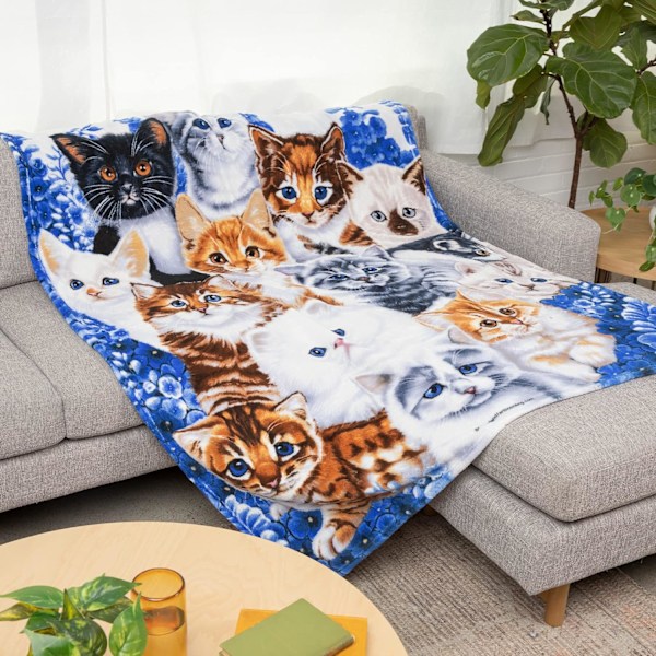 Collage Kitten Fleece Tæppe til Seng, 50\" x 60\" Fleece Tæppe til Unisex og Børn - Super Blødt Plys Kattetæppe