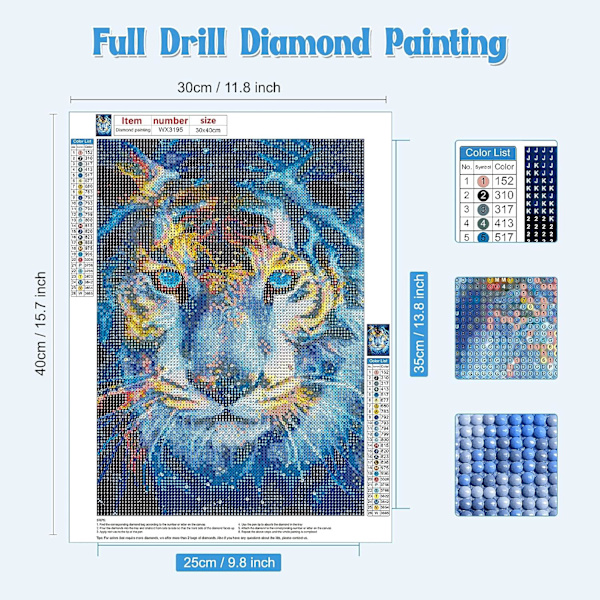 (30x40cm) 5D Diamantmålning Tiger 23