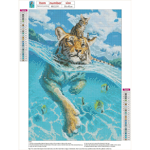 (30x40cm) 5D Diamantmålning Tiger 14