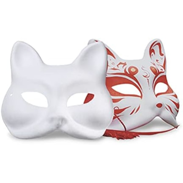 3 stk. Therian-masker Hvide Kattemasker Blanke DIY Halloween-maske Dyre Halvmaske Maskerade Cosplay Party
