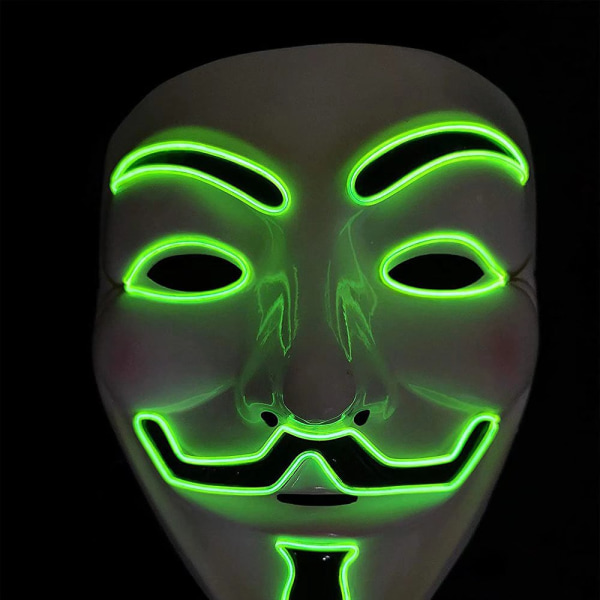 Ljusmask LED-mask V-Vendetta-mask EL-trådljus Halloween-fest