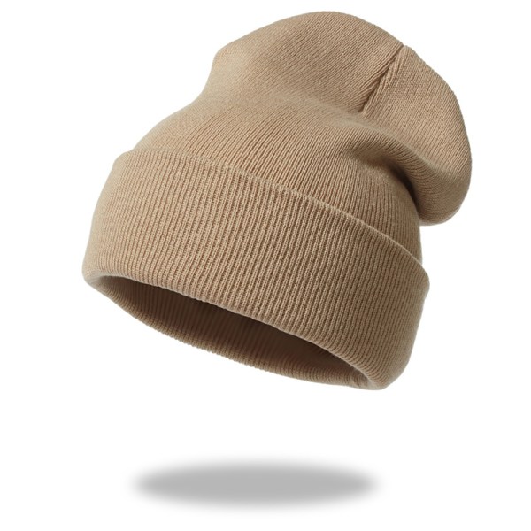 (Khaki) Klassisk stickad mössa, fin stickad varm mössa, unisex