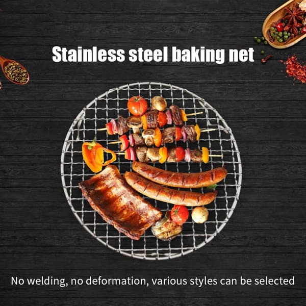 22,5 cm rustfrit stål grillrist - rund BBQ-net med stativ til udendørs camping