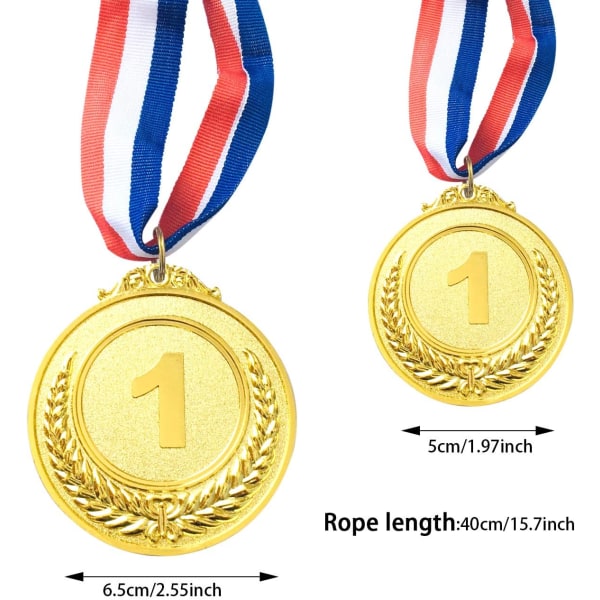 Set med 6 gull, sølv og bronse vinnerpris metallmedaljer med