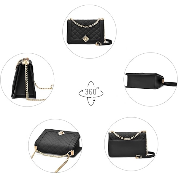Damer Crossbody Handväskor Liten Kedja Axelremsväska Kvällsväska Mode Plånböcker Satc Black