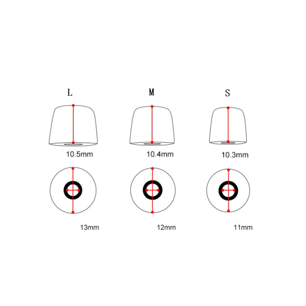 6 stk røde minneskum-ørepropper for 4,5-5 mm ørepropper -