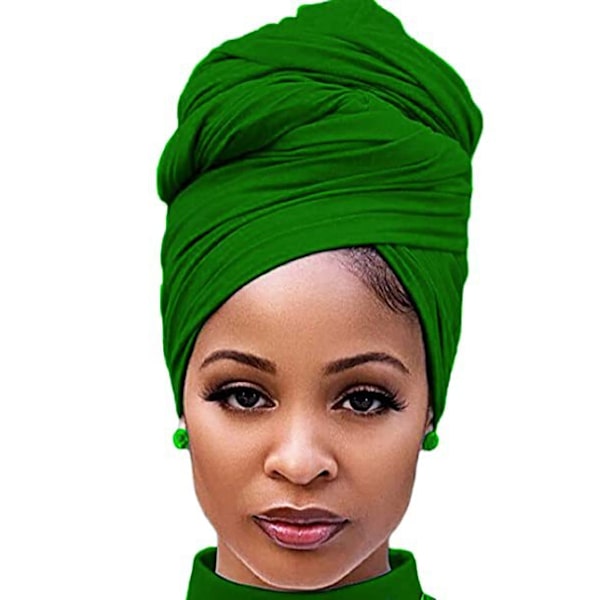 （Ljusgrön） Huvuddukar för svarta kvinnor Stretch Turban Afr