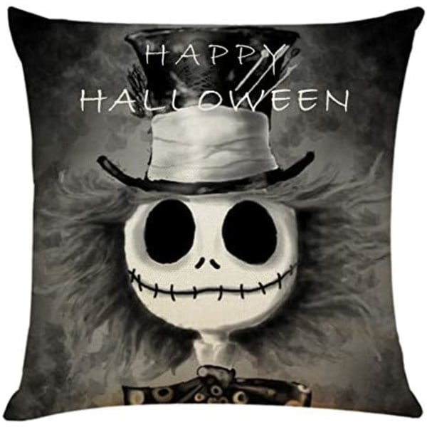 4 stk 18\"x18\" Pyntekutt Dekorative Puter Halloween Sofa Puter Trekk Bomullslin Puter Kvadratisk Putetrekk for So