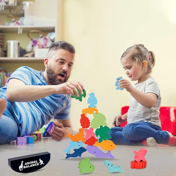 Stapelbara träblock, Montessori-leksaker, balansblock, utveckl