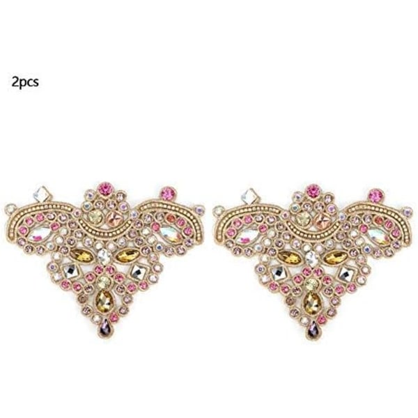2 st Rhinestone Crystal Applique DIY Sy Faux Pärl Patch för Skor Väskor Hattar Kläder Smycken Tillbehör