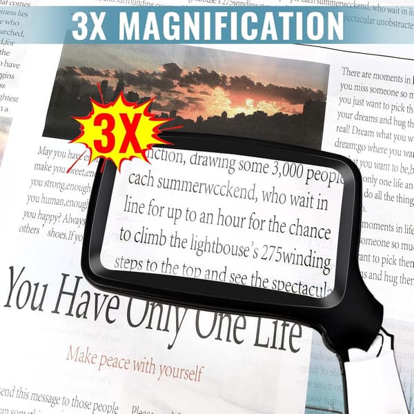 Lighted Reading Magnifier, 3X Large Illuminated Magnifying Glas