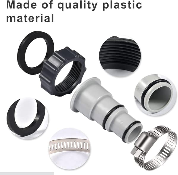 Sæt med 4 poolslangeadaptere, poolslangeadapter, fitting til poolslanger Ø 32 og 38 mm