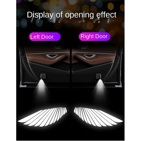 2 kpl Auton LED Enkelinsiipi Auton Oven Valo Logo Projektori Automerkin Logo Auton Oven Valo LED Aavevarjo Valoprojektori Ei Tarvetta Rei'itykselle Asennus