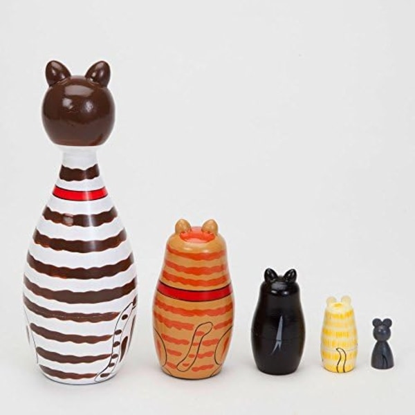 Nesting Cats - Handmålade Trämålade Nesting Dolls Matryoshka - Set om 5