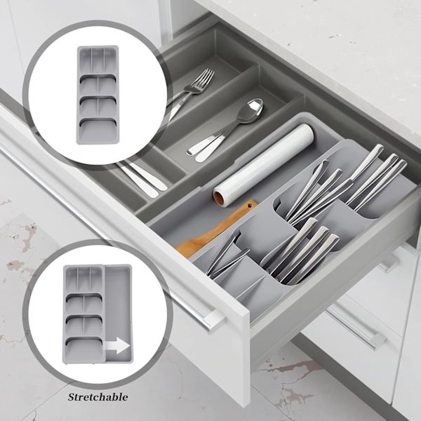 Bestickarrangör Förvaringsbricka, Utbyggbar Besticksarrangör För Kökslåda För Att Hålla Bestick Skedar Gafflar