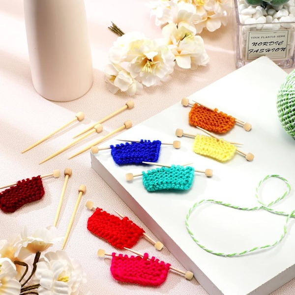 20 Stycken Bambu Virkmärkningsnålar Släta Enkelspetsiga Stickor 7 cm Mini Bambunålar Sticktillbehör för Nybörjare DIY Hantverk M