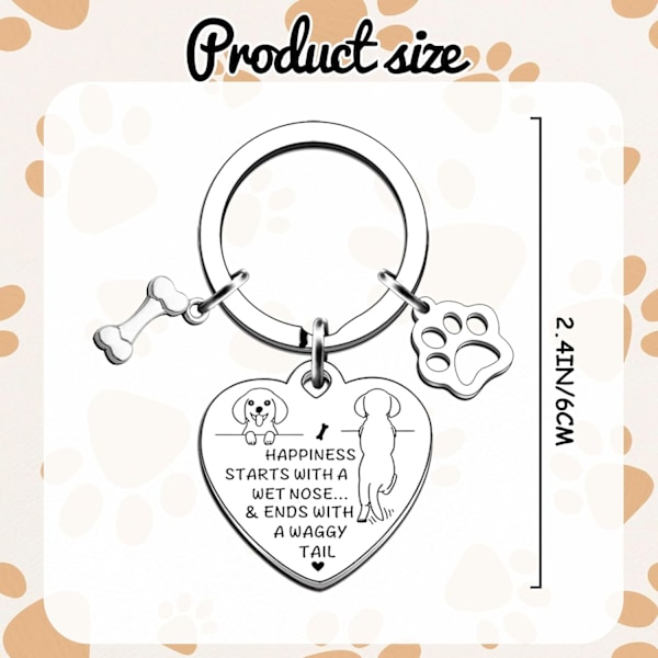 5×1.2×5cm Hund Nyckelring Presenter till Hundälskare - Hund Nyckelring Söt Tass Charm Nyckelring, Husdjursägare Presenter, Husdjursminnespresenter, Do