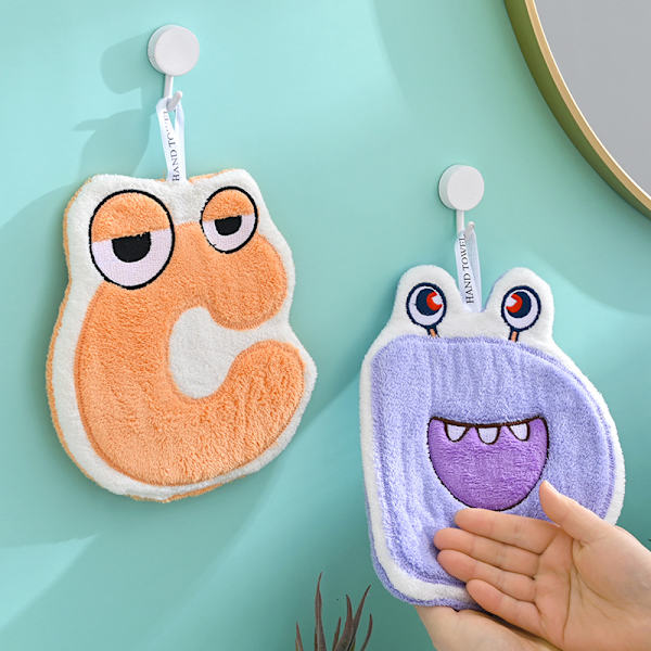 Luovat super söpöt kawaii ripustettavat pyöreät kasvot sarjakuva käsipyyhe välitön kuiva keittiö talous 2-pack