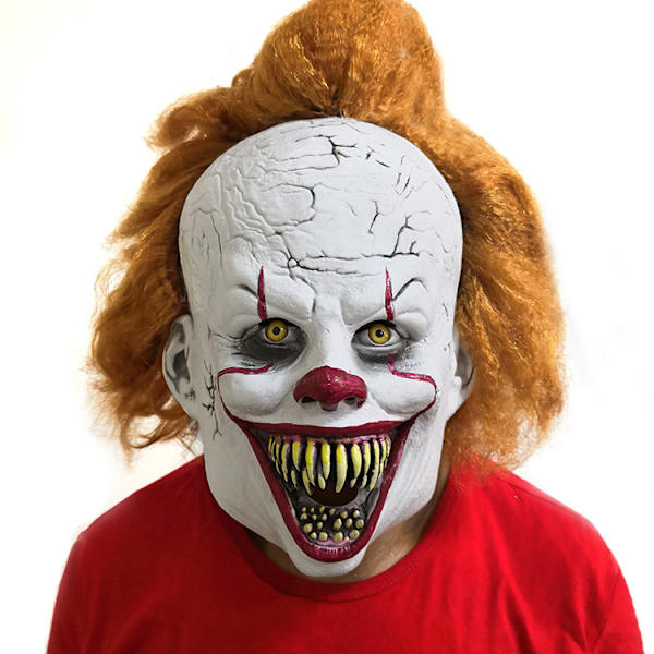 1 stk. Halloween-maske til voksne skræmmende klovnekostume cosplay-fest, Halloween-maske cosplay-klovn latex