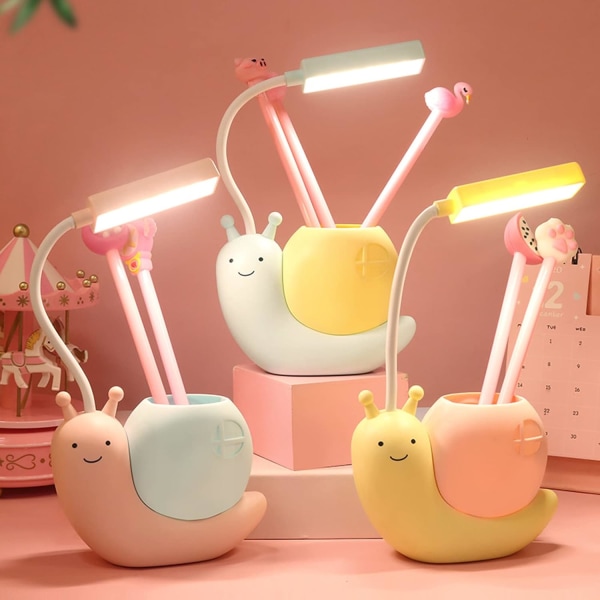 Blå - Søt LED-nattlys for barn - Kawaii skrivebordslampe - Fleksibel svanehals - for jenter Soverom - De