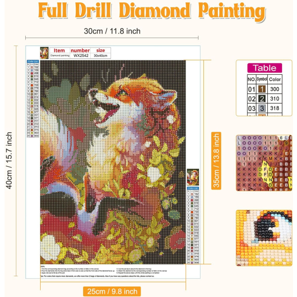 5D diamantmaleri 30x40cm Animal Fox 57