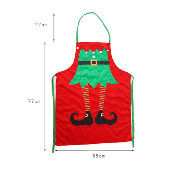 1 st jultomteförkläde (grönt), justerbart köksförkläde med fickor, för barn, kvinnor och män,