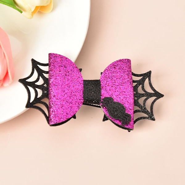 Halloween Kostume Hårklemmer til Kvinder Piger Glitter Halloween Spider Hårbånd Barrette Skinnende Lilla og Sort Spider W