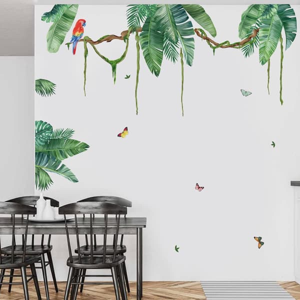 Gröna Tropiska Växtväggdekaler Palm Leaf Väggdekaler för Vardagsrum Sovrum Kontor