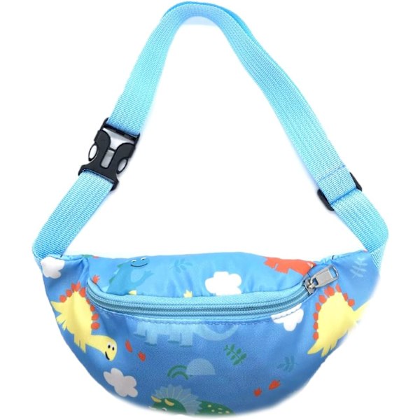 1 stk. Børne Bæltetaske, Taljetaske, Nylonstof Bum Bag, Brysttaske til Børn Drenge, Løb, Vandring, Sport, Lyseblå Dinosaur