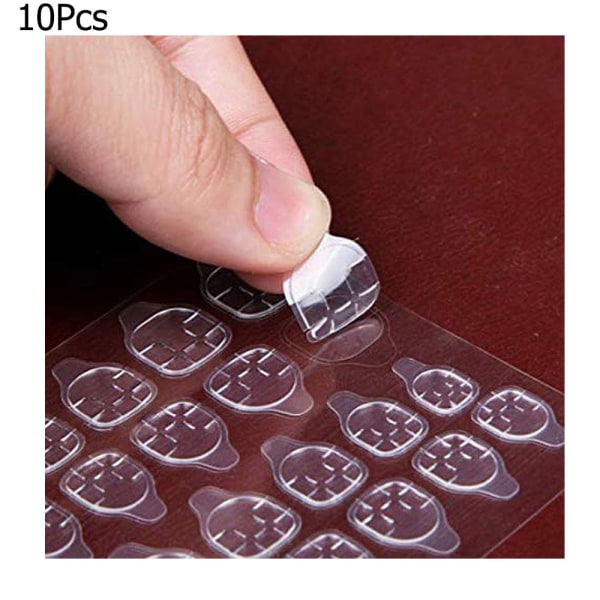 10 stk gennemsigtigt dobbeltsidet lim neglemærkat klæbende fleksibelt