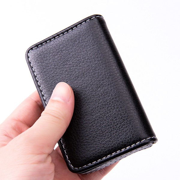 Svart RFID-blocker plånbok Minimalistisk läderaffärs kreditkortshållare