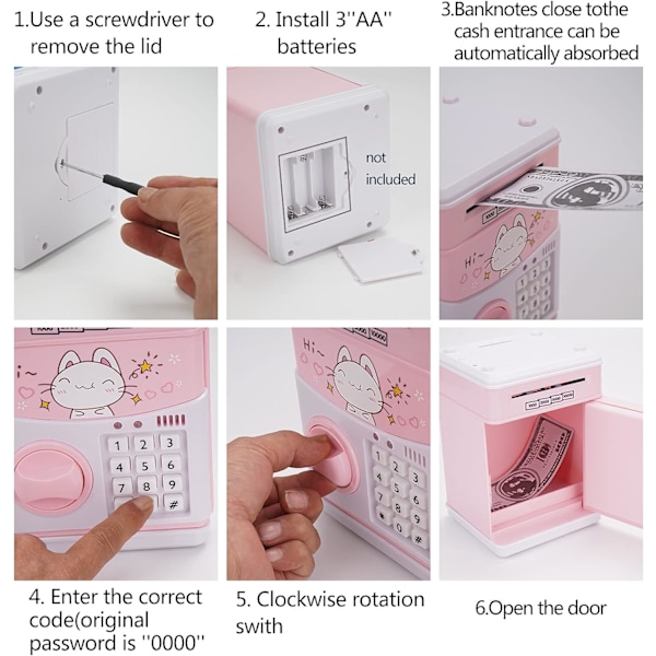 Mini spargrisar för riktiga pengar Spara för flickor pojkar, Ele