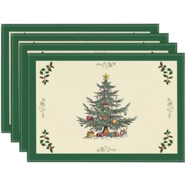 30x45cm Set med 4 Tallriksunderlägg i Tall, Vinter, Julbord, Bordstabletter för Bordstablett Fest Kök Matplats Dekoration