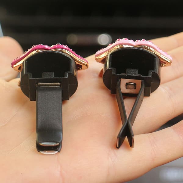 Læbe Luftventil Clips, Bling Bilfriskere Ventil Clips til Kvinder Diamant Diffuser Røde Tilbehør Charm Rhinestone Interiør