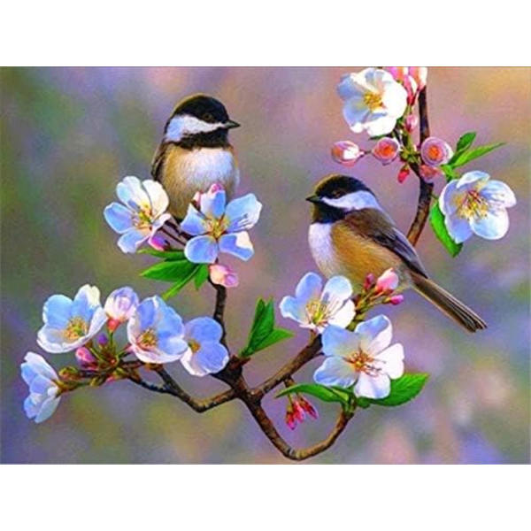 5D diamantmaleri blomster og fugle serie 30x40cm (stil 9)