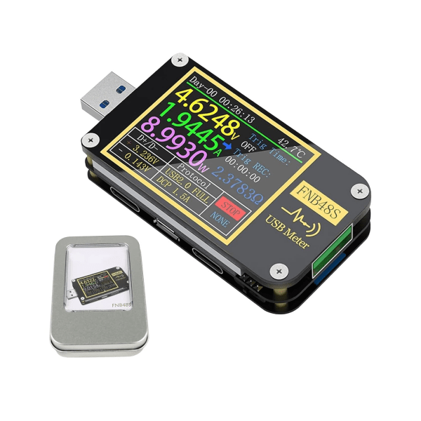 FNB48 PD USB spenningstester, USB 3,0 voltmeter, DC 4-24V 6,5A vol