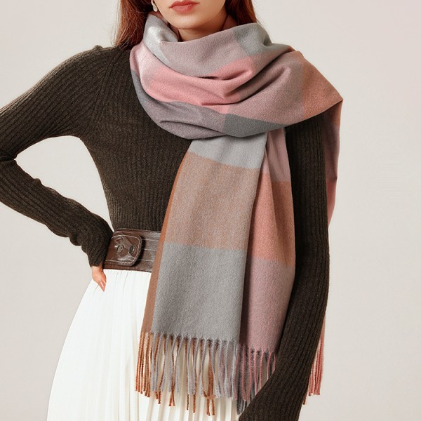 Kvinners Vinter Skjerf Rutete Oversized Firkant Teppe Skjerf, Chec