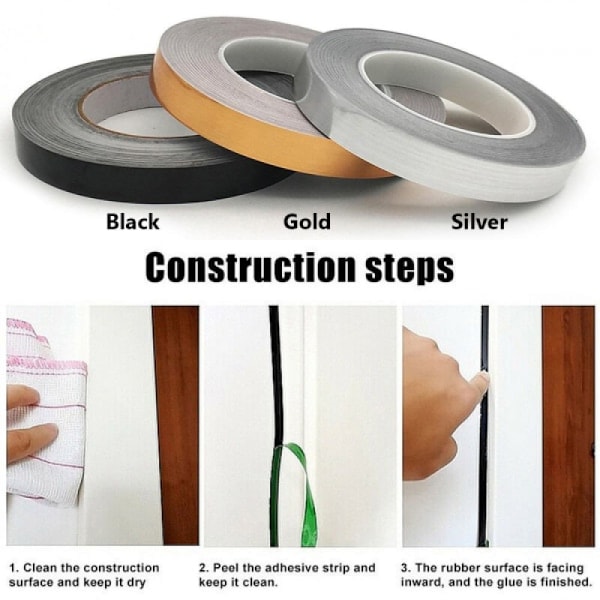 Sort Flise Sticker Dekorativ Tape, 2cm Bred*50m Lang