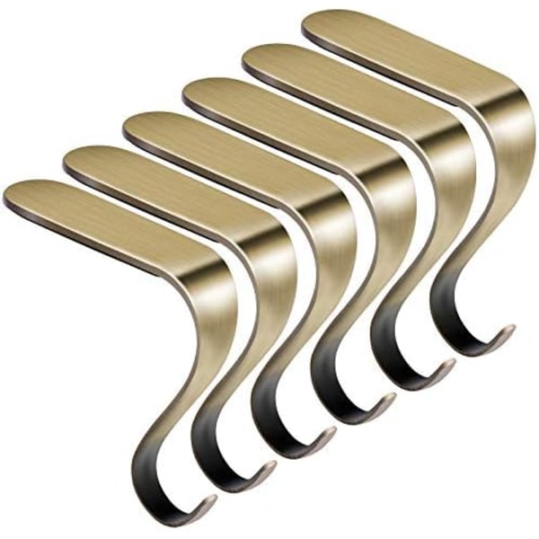 6 Stykker Bronze Jule Strømpeholder Metal Mantel Strømper Ophæng Jule Strømpe Klips til Julefest De